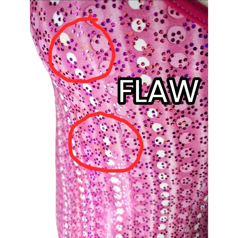 GK Elite VTG Pink Dots Keyhole Racerback Tank Leotard Glittery Size AL Adult L - Picture 11 of 16
